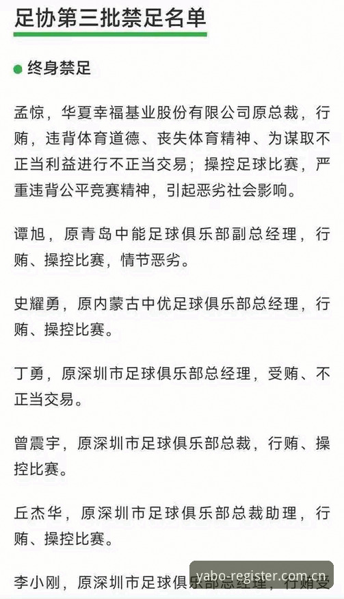 资深用户解析：足协第三批禁足名单背后的足球生态变革